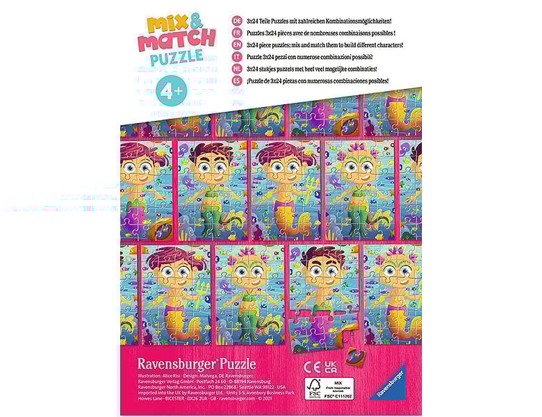 Puzzle Mix & Match Meerjungfrauen & Seeungeheuer 3x24