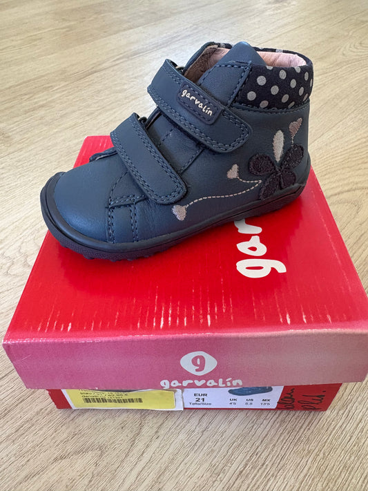 Garvalin Lauflernschuhe - blau mit rosa Muster